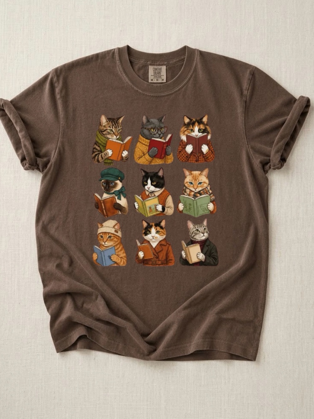 Comfort Colors Reading Cats Book Club Vintage Aesthetic Graphic Tee